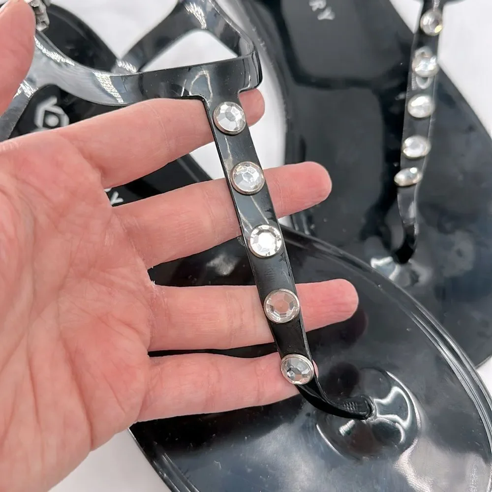 Katy Perry The Geli Diamond Black Thong Jelly Sandals